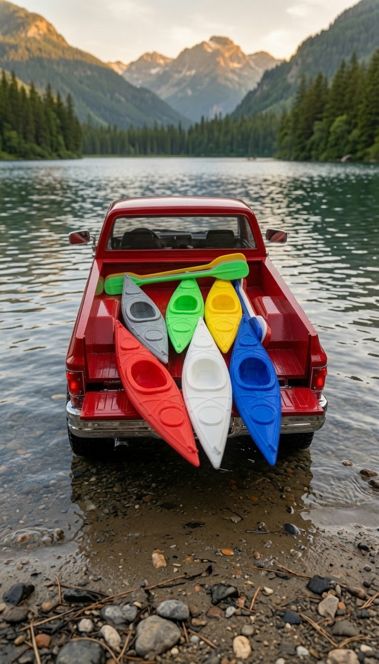 1/10 Scale 3D Printed Kayak with Paddle 2-Pack RC Crawler Overland Accessory