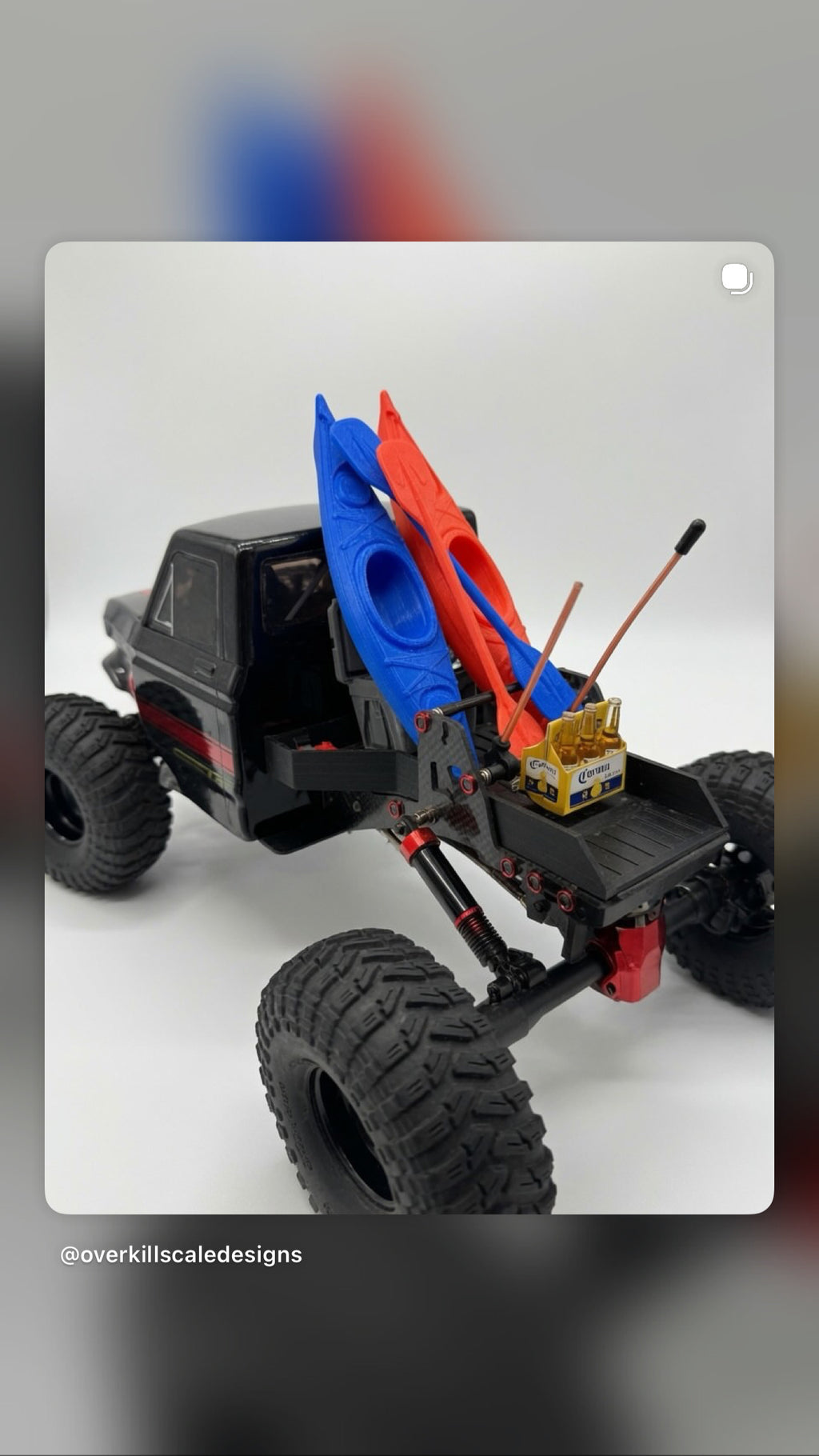 1/10 Scale 3D Printed Kayak with Paddle 2-Pack RC Crawler Overland Accessory