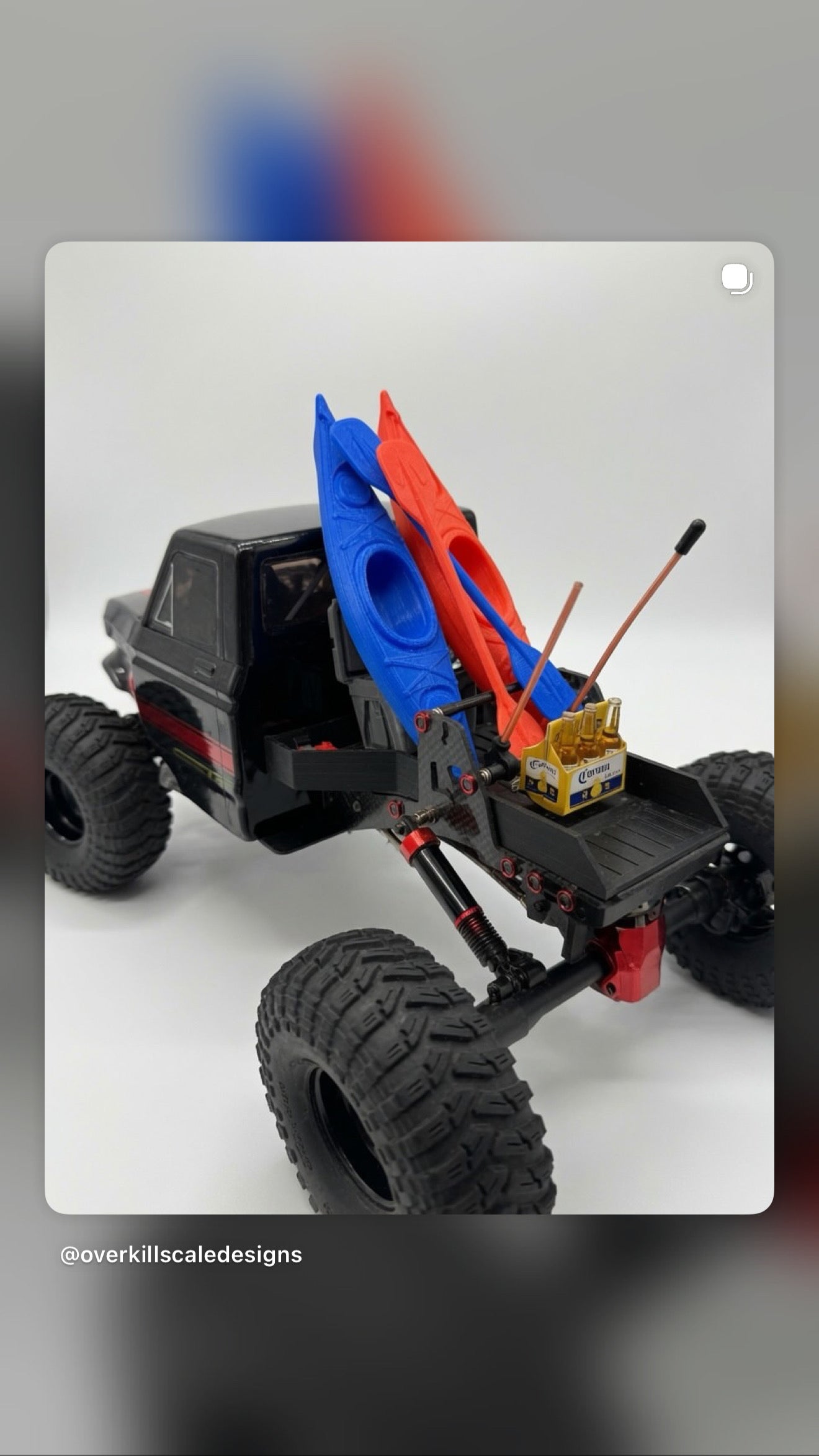 1/10 Scale 3D Printed Kayak with Paddle 2-Pack RC Crawler Overland Accessory