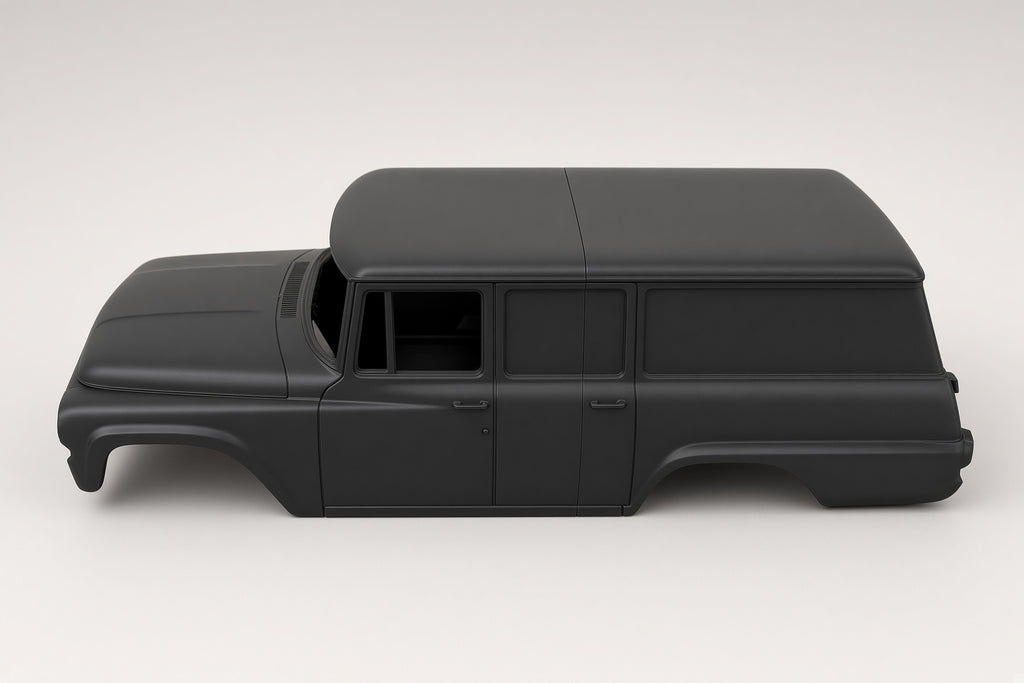 1/10 Scale 3D Printed 1964 International Panel Truck RC Crawler Body black PETG